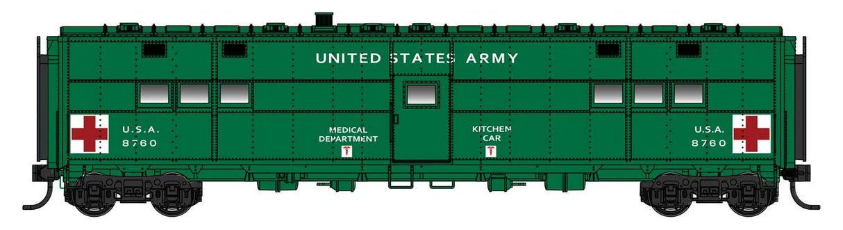 ACF-Built Troop Kitchen Car - Lighted - Ready to Run -- US Army Medical Kitchen #8760-1