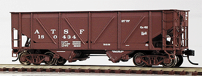 PROTO 2000 Steel-Side War Emergency 50-Ton Hopper - Assembled -- Atchison, Topeka & Santa Fe #180434 (Mineral Red, white lettering)