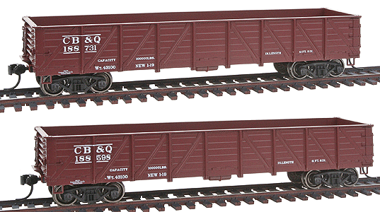 PROTO 1000 USRA 50-Ton Drop-Bottom Composite Gondola Limited-Run 2-Pack RTR -- Chicago, Burlington & Quincy #188598, #188731