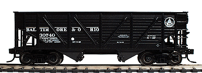 PROTO 2000 Wood-Side War Emergency 50-Ton Composite Hopper - Assembled -- Baltimore & Ohio #30740 (black, white lettering, dome herald)