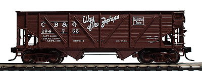 PROTO 2000 Wood-Side War Emergency 50-Ton Composite Hopper - Assembled -- Chicago, Burlington & Quincy #194755 (Oxide Red, white lettering)