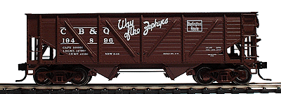 PROTO 2000 Wood-Side War Emergency 50-Ton Composite Hopper - Assembled -- Chicago, Burlington & Quincy #194896 (Oxide Red, white lettering)