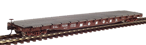PROTO 2000 50 Ton Flatcar - Assembled -- Monon #7238 (Mineral Red w/white Gothic Lettering)