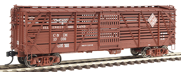 Proto 2000 Mather Stock Car - Double Deck - Assembled -- Chicago & Illinois Midland #10039 (Mineral Red w/white lettering)