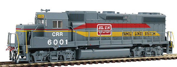 Proto 2000 Diesel EMD GP38-2 w/88" Nose - Powered, Assembled -- Clinchfield #6001 (gray, red, yellow "Family Lines")