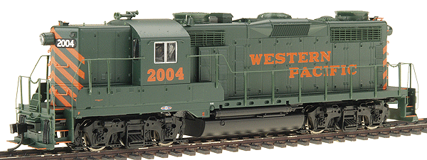 PROTO 2000 Diesel EMD GP20 High Hood - Standard DC (No Sound) -- Western Pacific(TM) #2004 (green, orange stripes & lettering)