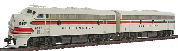 PROTO 2000 Diesel EMD F7A-B Set Powered - Standard DC -- Chicago, Burlington & Quincy #169-A w/Mars Light & #169-B (Imitation Aluminu