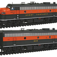 EMD F7A-B Set - Tsunami(R) Sound & DCC -- Great Northern #364A, 364B (Simplified Scheme; Omaha Orange, green)