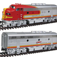 EMD F3A-B Set Modernized 16 Class - Tsunami(R) Sound & DCC -- Santa Fe #16C, 16B (Warbonnet; silver, red; Long Bonnet Version)
