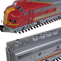 EMD F3A-B Set Modernized 16 Class - Tsunami(R) Sound & DCC -- Santa Fe #16C, 16B (Warbonnet; silver, red; Long Bonnet Version)