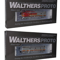 EMD F3A-B Set Modernized 16 Class - Tsunami(R) Sound & DCC -- Santa Fe #16C, 16B (Warbonnet; silver, red; Long Bonnet Version)
