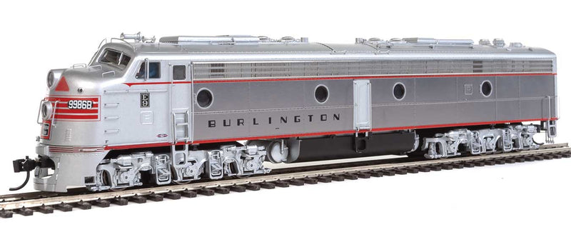 EMD E9A-A Set w/Tsunami(R) Sound & DCC -- Chicago, Burlington & Quincy #9986A, 9986B (Real Metal Finish, red)-1