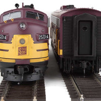 EMD FP7 - F7B LokSound 5 Sound and DCC -- Soo Line #2501A, 2501C (maroon, Dulux Gold, black)
