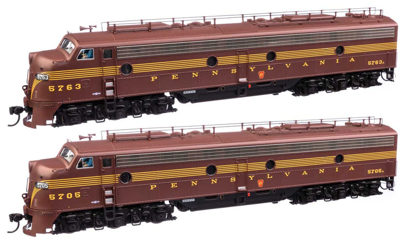 EMD E8 A-A with LokSound 5 Sound & DCC -- Pennsylvania Railroad #5705A, 5763A (Class EP-22; Tuscan, Five-Stripe)-1