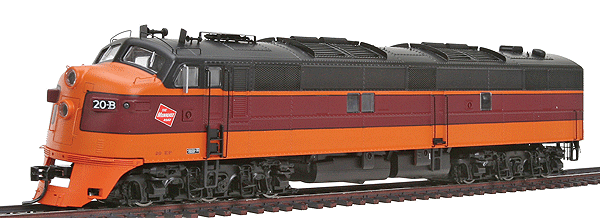 PROTO 2000 Diesel EMD E7A Powered Standard DC -- Milwaukee Road "Hiawatha" #20B (orange, black)