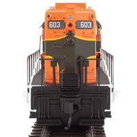EMD GP7 - Standard DC -- Great Northern #603 (Pullman Green, Omaha Orange, yellow)