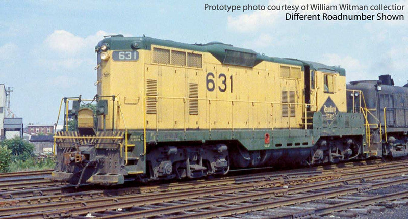 EMD GP7 - Standard DC -- Reading 635 (yellow, green)
