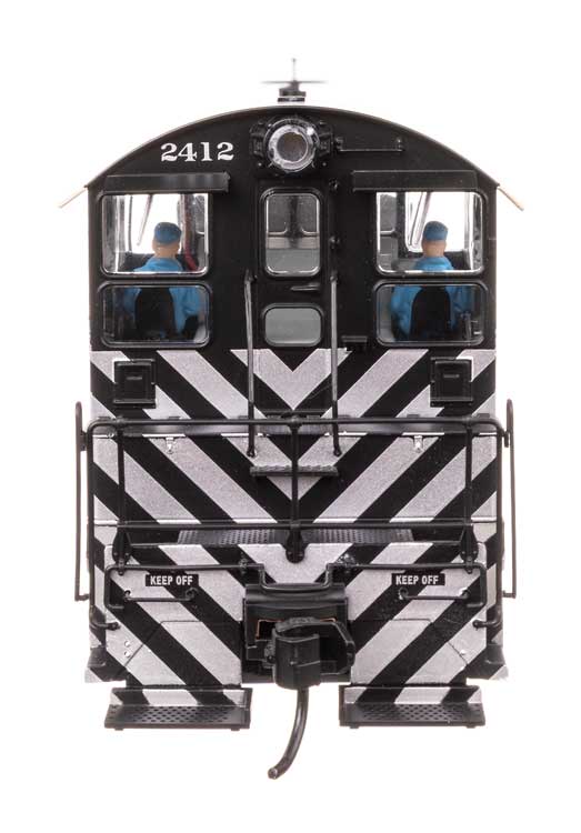 EMD NW2 - Standard DC -- Atchison, Topeka & Santa Fe #2412 (A. T. & S. F.; Zebra Scheme, black, white)-3