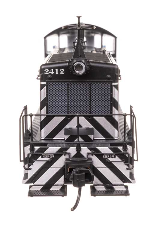 EMD NW2 - Standard DC -- Atchison, Topeka & Santa Fe #2412 (A. T. & S. F.; Zebra Scheme, black, white)-4