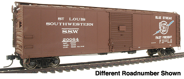 PROTO 2000 50' Single Door Boxcar - Time-Saver Kit(R) -- Cotton Belt(TM) #20032 (Boxcar Red, "Blue Streak" Logo)
