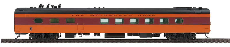 85' Milwaukee Road 48-Seat Diner - Ready to Run -- Twin Cities Hiawatha - Milwaukee Road (orange, maroon, black; Decals)