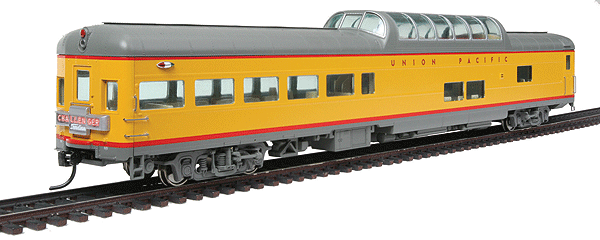 85' ACF Observation Dome Lounge - Ready to Run - Standard -- Union Pacific(R) (Armour Yellow, gray, Challenger Tail Sign)-1
