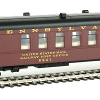 1960s Broadway Limited 70' PRR BM70n RPO-Baggage Deluxe 2 - RTR -- Pennsylvania Railroad #6541 (tuscan, black; Dulux 2)