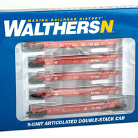 Thrall 5-Unit Articulated 48' Well Car - Ready to Run -- Canadian Pacific #524328 (Action Red, white)