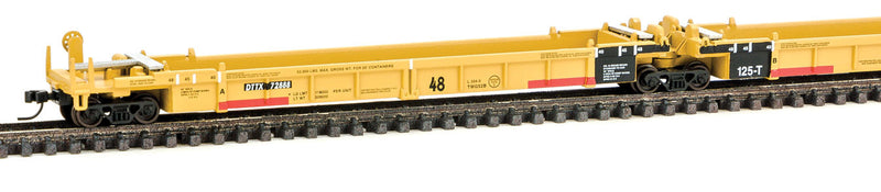 Thrall 5-Unit Articulated 48' Well Car - Ready to Run -- Trailer-Train DTTX #72888 (yellow, black; Maroon 2010s Logo)-1