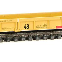 Thrall 5-Unit Articulated 48' Well Car - Ready to Run -- Trailer-Train DTTX #72888 (yellow, black; Maroon 2010s Logo)