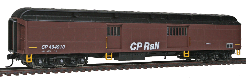 70' ACF Heavyweight Maintenance-of-Way Baggage-Express - Ready to Run -- Canadian Pacific #404910 (MOW Scheme; Boxcar Red, black)