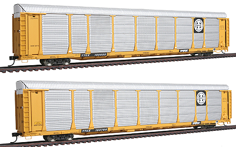 Gold Line(TM) Bi-Level Auto Carrier Assembled Limited-Run 2-Pack -- Burlington Northern Santa Fe
