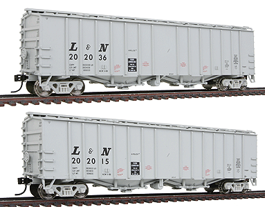Gold Line(TM) 50' Airslide(R) Covered Hopper Limited-Run 2-Pack Assembled -- Louisville & Nashville #202015 & 202036 (gray, black, slanted L&N)