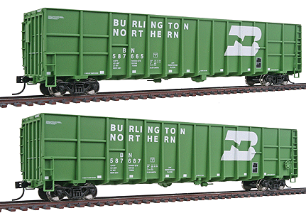 Gold Line(TM) Wood Chip Gondola Limited-Run 2-Pack -- Burlington Northern #587665 & 587687