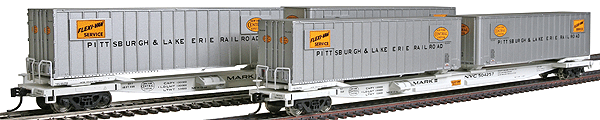 Gold Line(TM) Mark III Flexi-Van Flat Ltd Run 2-Pack w/Trailers Ready to Run -- Pittsburgh & lake Erie #504257 & #504311
