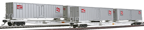 Gold Line(TM) Mark III Flexi-Van Flat 2-Pack w/Trailers - Ready to Run -- NIFX #7038 & #7049 w/Milwaukee Road Side Door Trailers (white, Trailers w/Lo