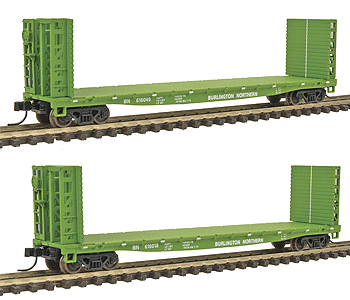 GSC "Commonwealth" 54' Flatcar - Assembled - Limited-Run 2-Pack -- Burlington Northern w/Bulkheads