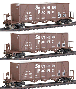 Gold Line(TM) 40' Ortner 100-Ton Open Aggregate Hopper Ready to Run 3-Pack -- Southern Pacific(TM)