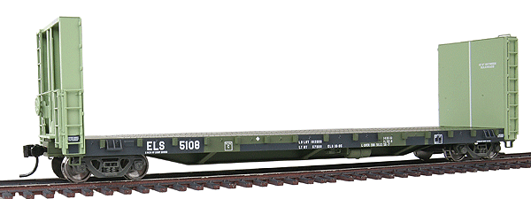 50' Canadian Bulkhead Flatcar - Ready to Run - Platinum Line(TM) -- Escanaba & Lake Superior #5108 (Ex-BCOL Patch, green, black)