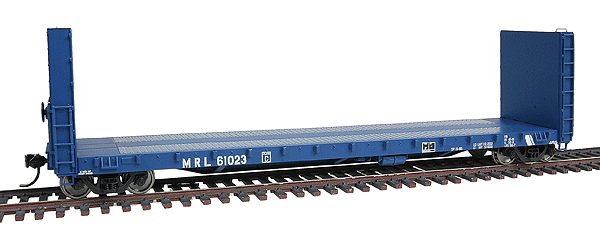 Platinum Line(TM) Canadian Car & Foundry 50' Bulkhead Flatcar - Ready to Run -- Montana Rail Link #61023 (blue, white)