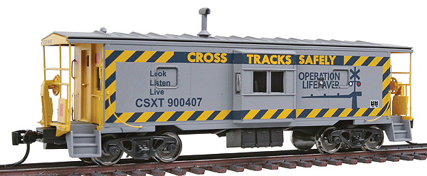 Platinum Line(TM) International Steel Bay Window Caboose Ready to Run -- CSX #900407 (Operation Lifesaver, gray, blue, yellow)
