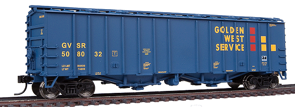 Gold Line(TM) 50' Airslide(R) Covered Hopper Ready to Run -- Golden West #508032 (blue, yellow, red)