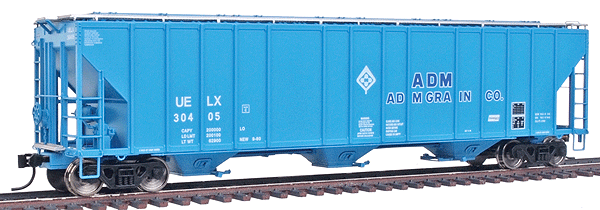 Platinum Line(TM) Evans 4780 Cubic Foot 3-Bay Covered Hopper - Ready to Run -- Archer-Daniels-Midland UELX #30405 (blue)