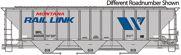 Platinum Line(TM) PS2-CD 4427 54' High-Side Covered Hopper - Ready to Run -- Montana Rail Link #45043(gry,blue,lg logo,wht consp.marks)PROJECT CANCELLED