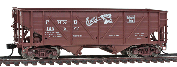 Wood-Sheathed War Emergency Hopper - Ready to Run - Platinum Line(TM) -- Chicago, Burlington & Quincy #194872 (Boxcar Red, Everywhere West Slogan)