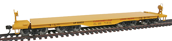 66' Heavy-Duty 4-Truck Flatcar - Ready to Run -- Union Pacific(R) #50032 (Armour Yellow)