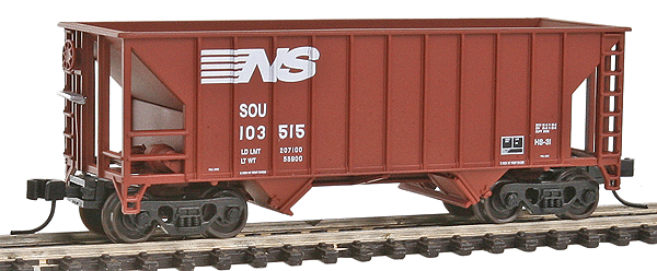 Greenville 100-Ton 2-Bay Hopper - Ready to Run -- Norfolk Southern #103515 (Boxcar Red, white)