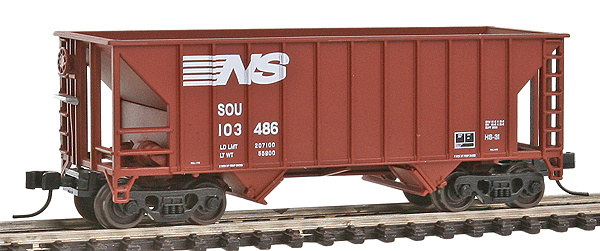 Greenville 100-Ton 2-Bay Hopper - Ready to Run -- Norfolk Southern #103486 (Boxcar Red, white)