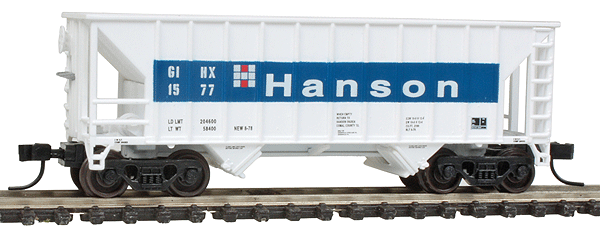 Greenville 100-Ton 2-Bay Hopper - Ready to Run -- Hanson GIHX #1577 (gray, blue)