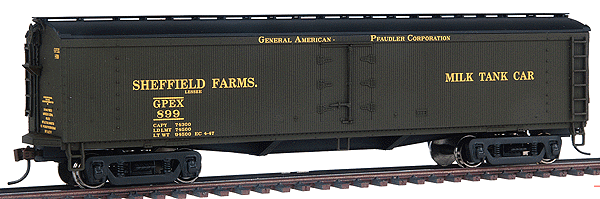 General American-Pfaudler 53' Wood Milk Tank Car Ready to Run -- Sheffield Farms